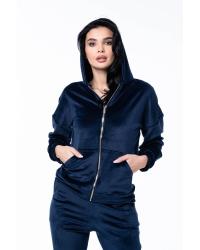 Trening Fermoar Catifea Nicole Bleumarin