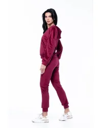 Trening Fermoar Catifea Nicole Bordo