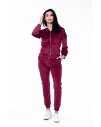 Trening Fermoar Catifea Nicole Bordo