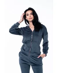 Trening Fermoar Catifea Nicole Gri