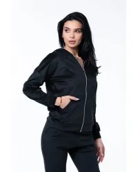 Trening Fermoar Catifea Nicole Negru