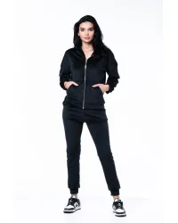Trening Fermoar Catifea Nicole Negru