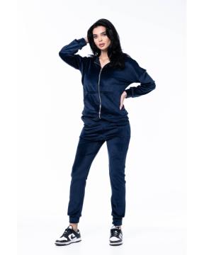 Trening Fermoar Catifea Nicole Bleumarin