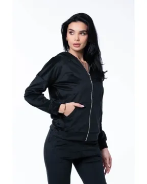 Trening Fermoar Catifea Nicole Negru